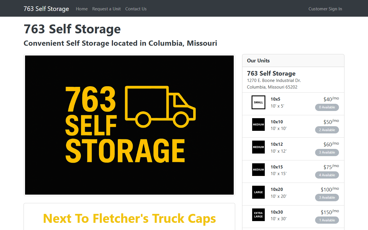763selfstorage.com screenshot