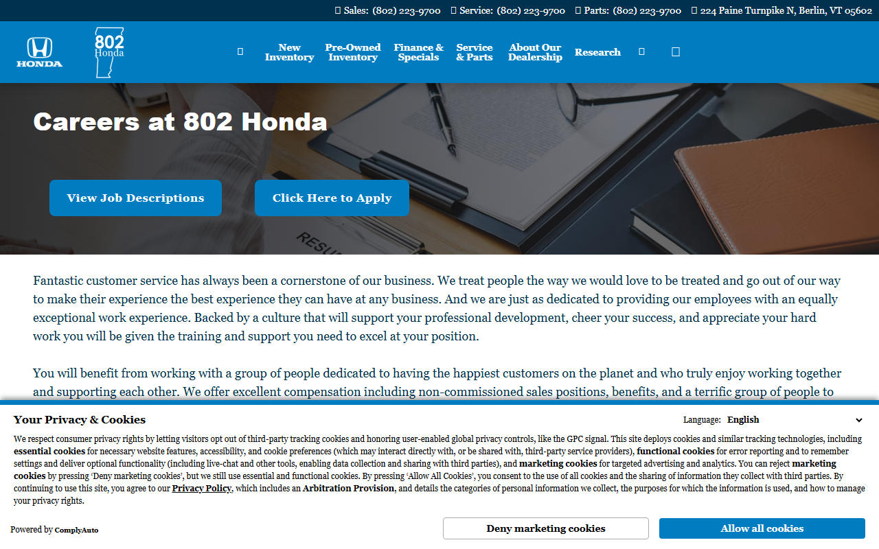802hondajobs.com screenshot