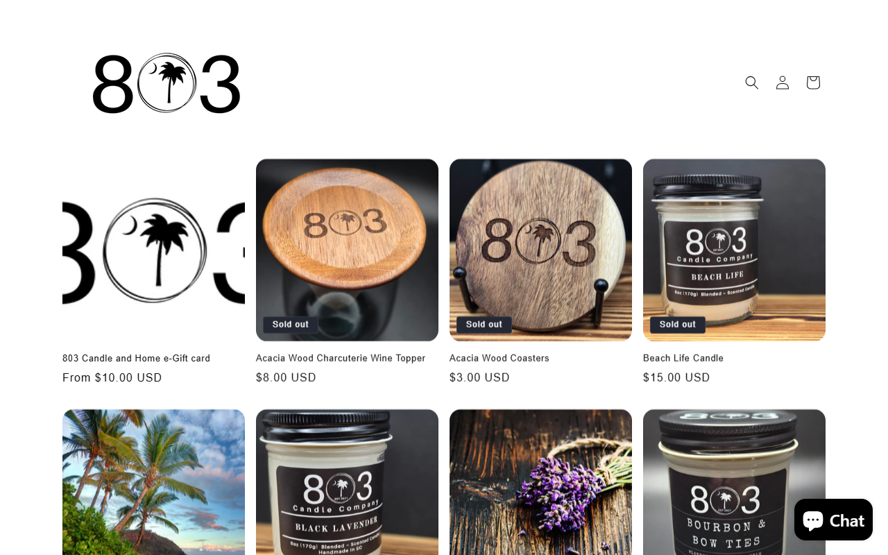 803candlecompany.com screenshot
