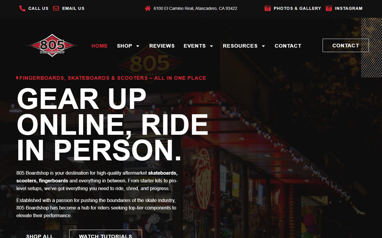 805boardshop.com screenshot