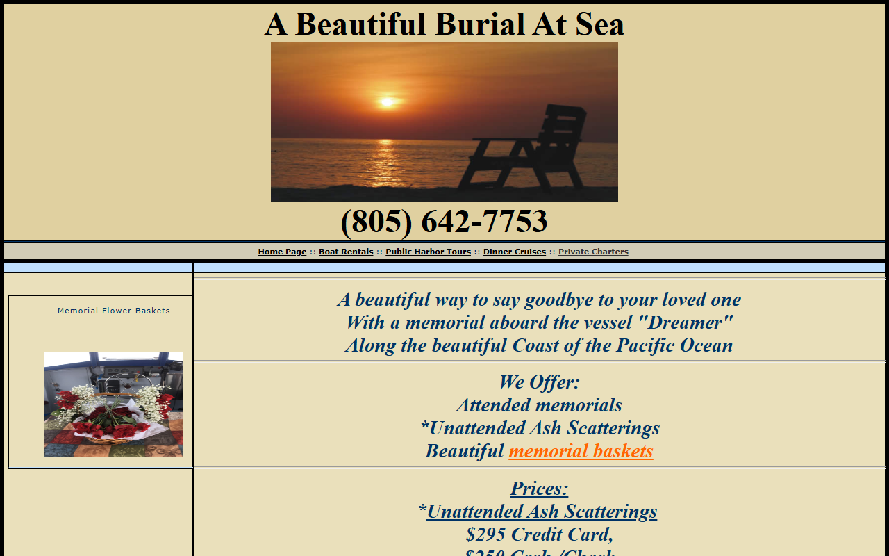805burialatsea.com screenshot