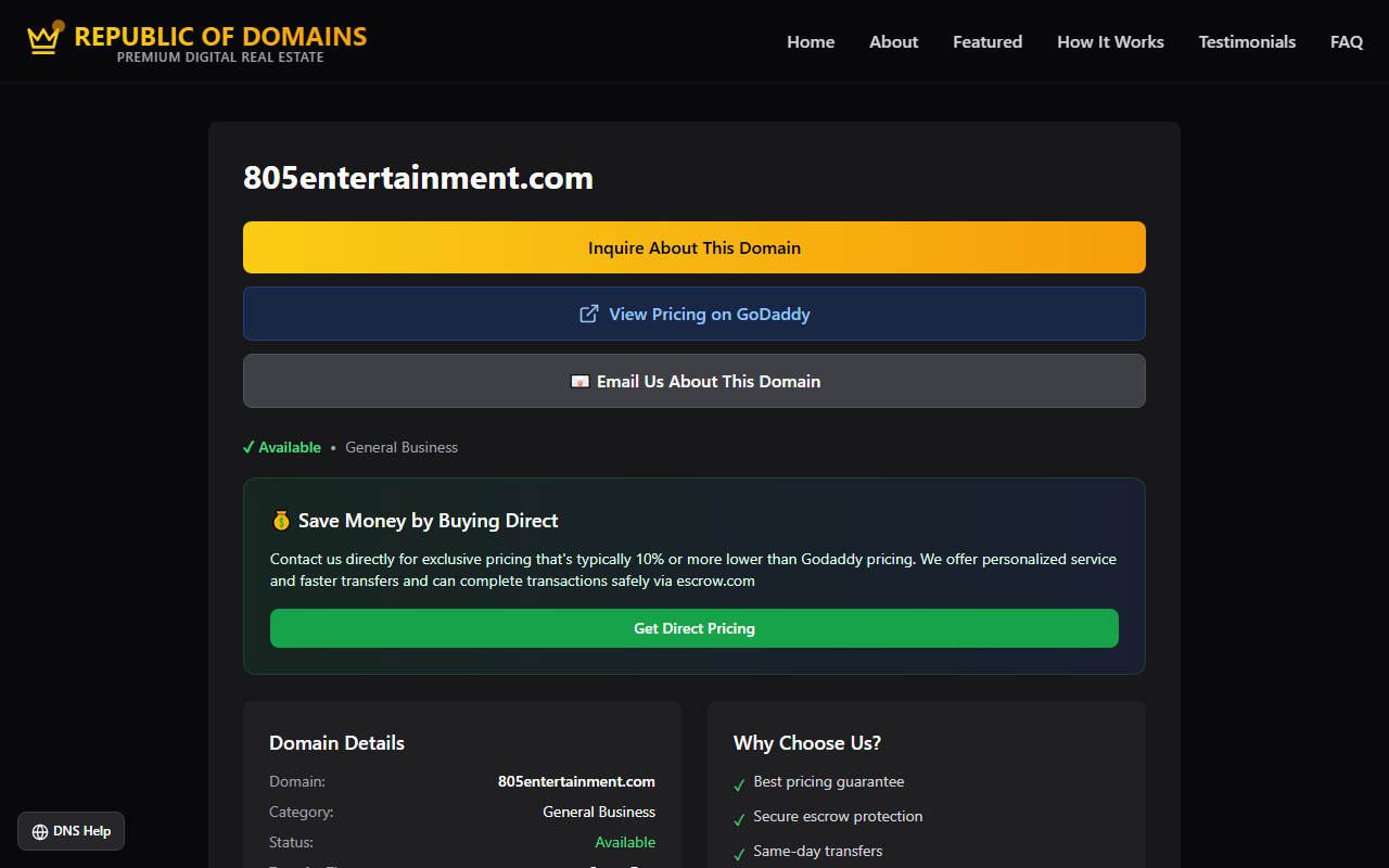 805entertainment.com screenshot