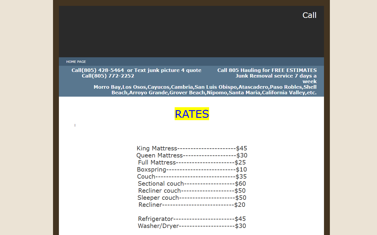 805hauling.com screenshot