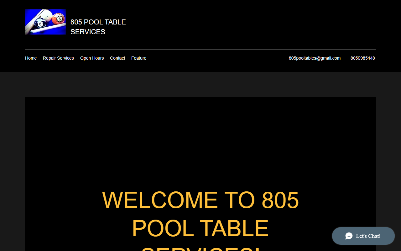 805pooltables.com screenshot