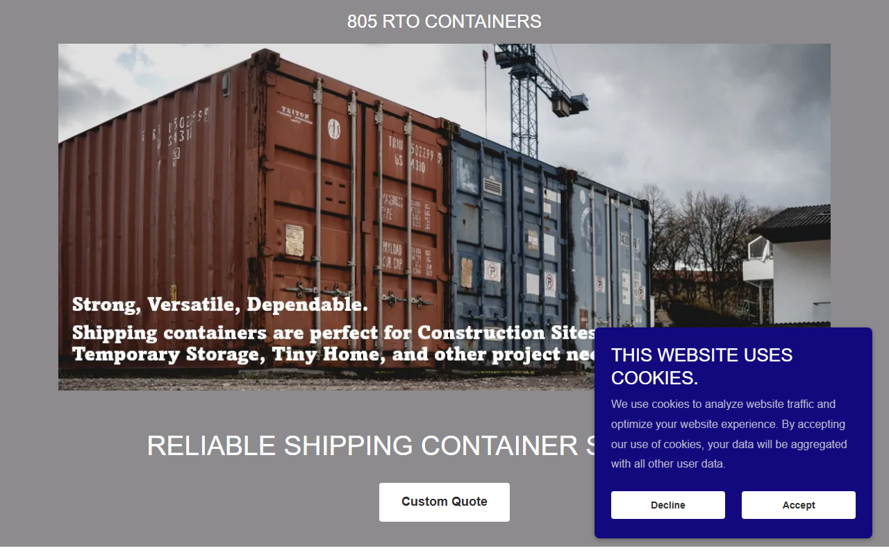 805rtocontainers.com screenshot