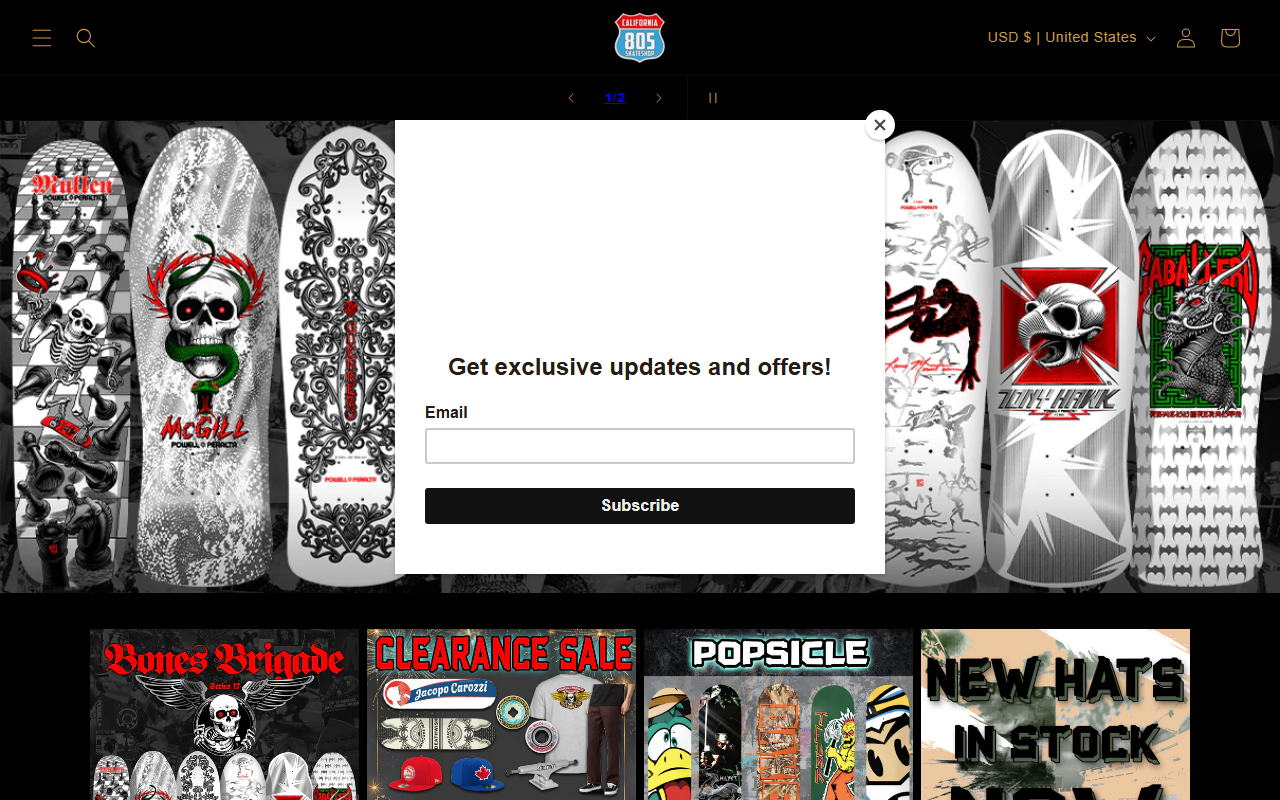 805skateshop.com screenshot