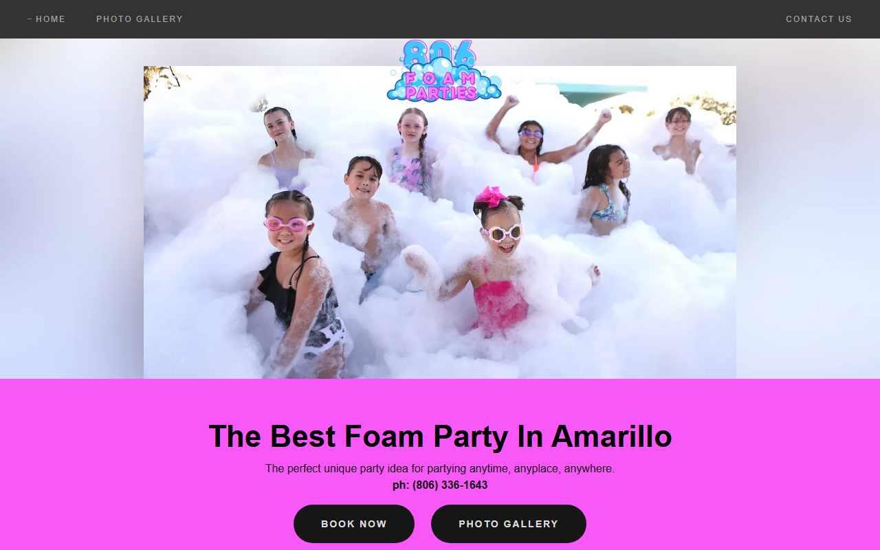 806foamparties.com screenshot