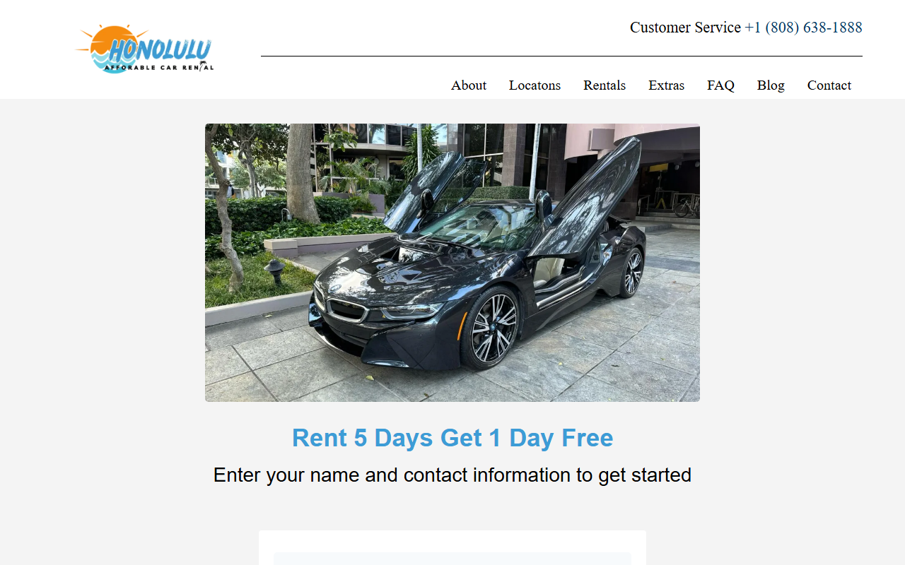 808freerentalcar.com screenshot