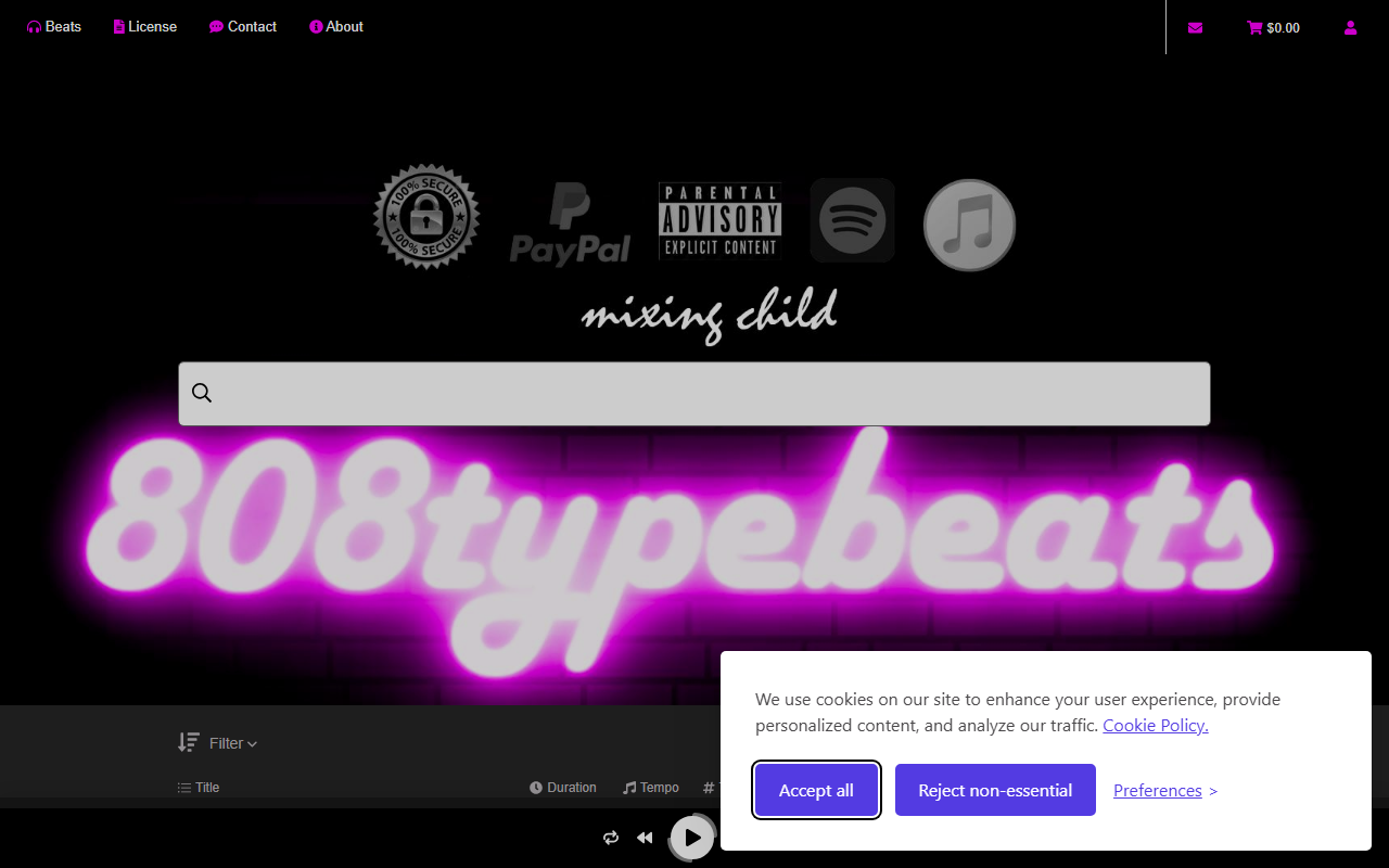 808typebeats.com screenshot