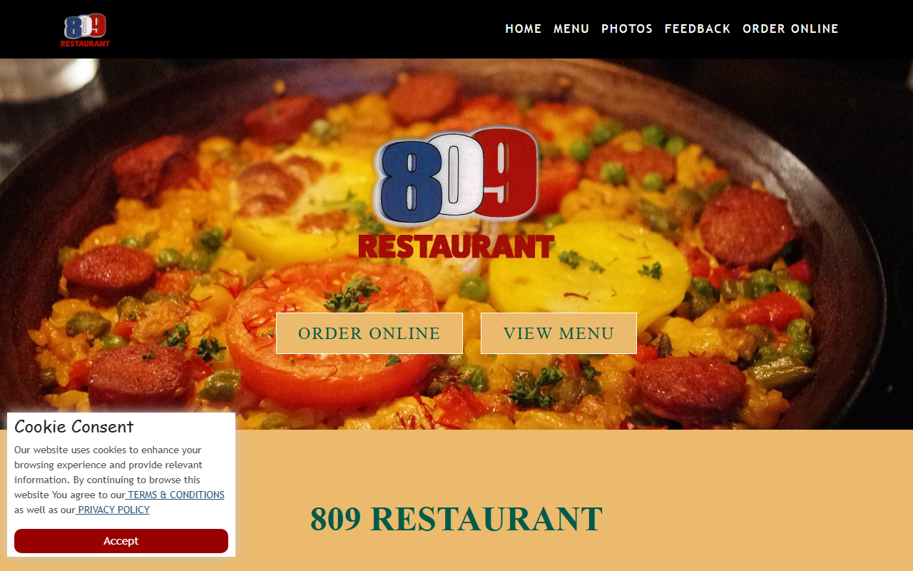 809restaurantnj.com screenshot