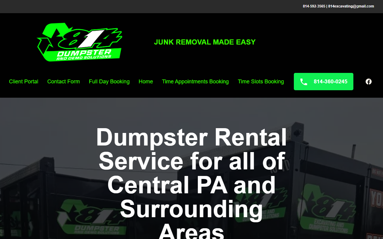 814dumpsters.com screenshot