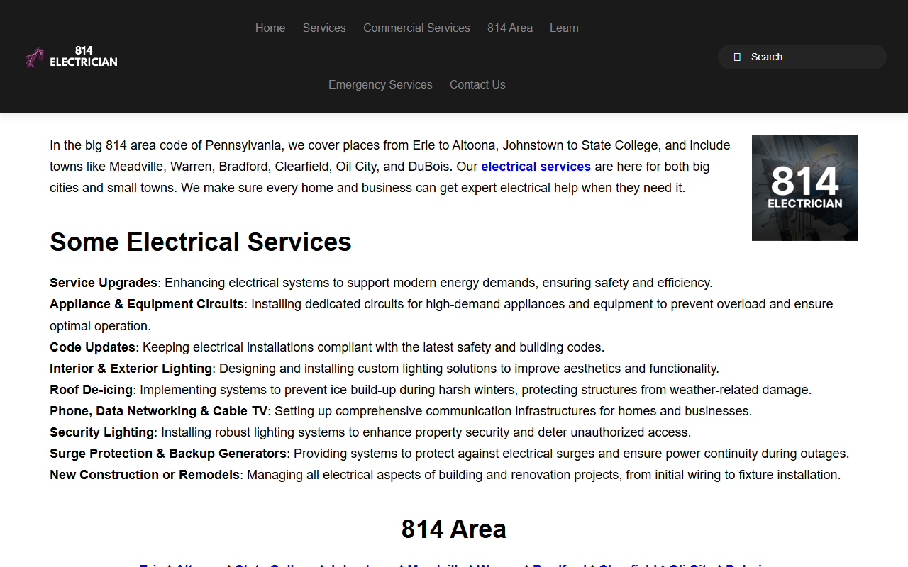 814electrician.com screenshot