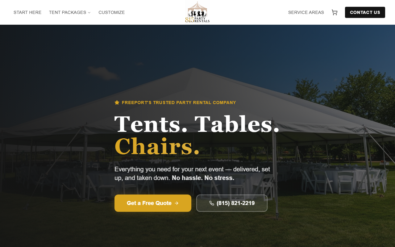 815partyrentals.com screenshot