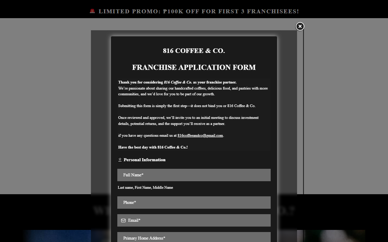 816coffeeandco.com screenshot