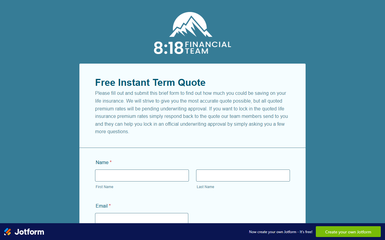 818freetermquote.com screenshot