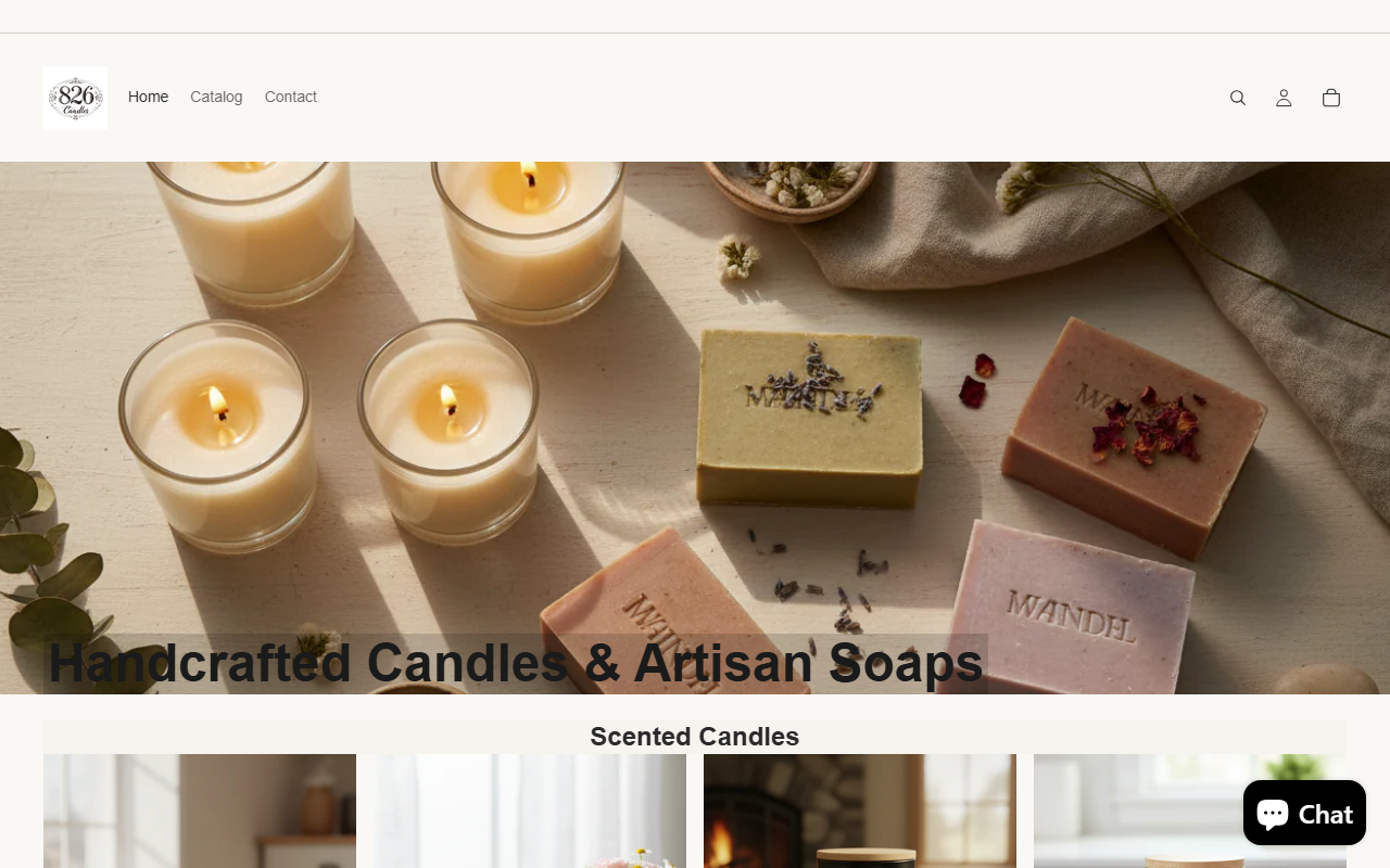 826candles.com screenshot