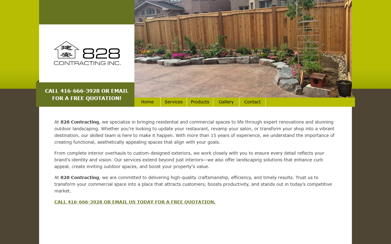 828contracting.com screenshot
