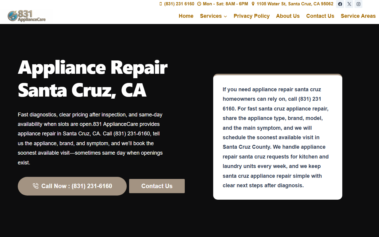 831appliancecare.com screenshot