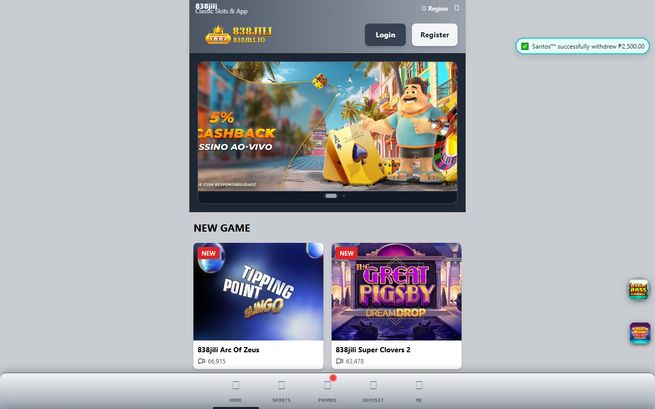 838jilicasino.com screenshot