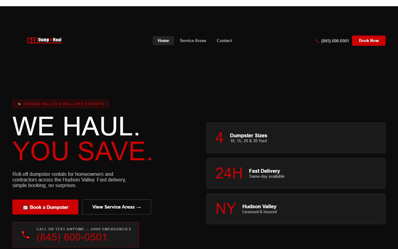 845dumpnhaul.com screenshot