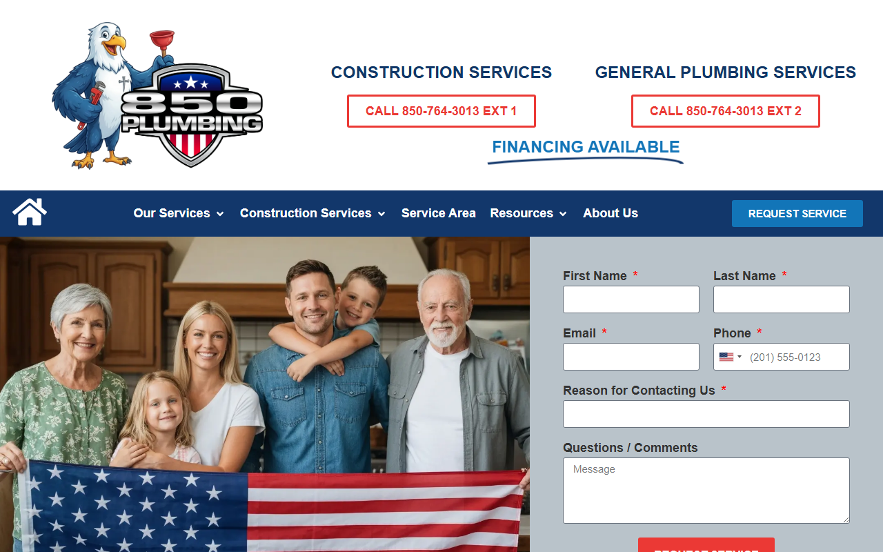 850plumbing.com screenshot