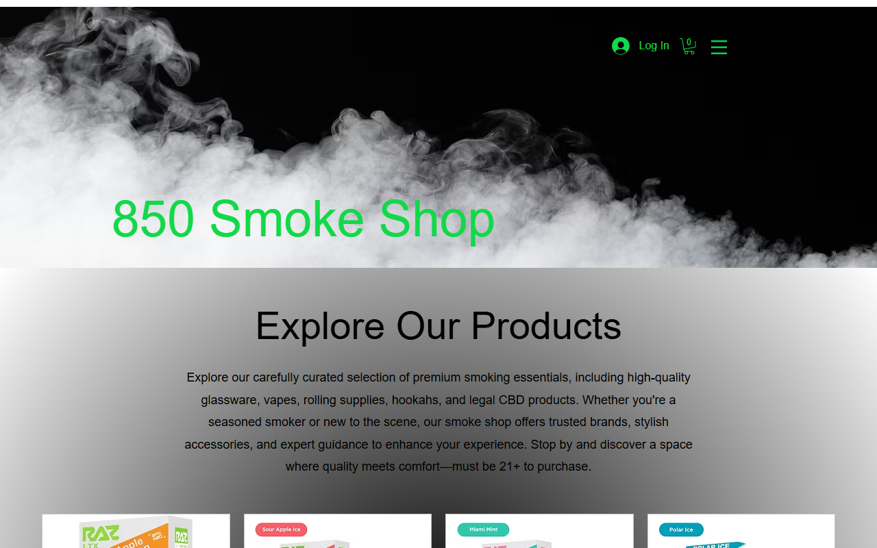 850smokeshop.com screenshot