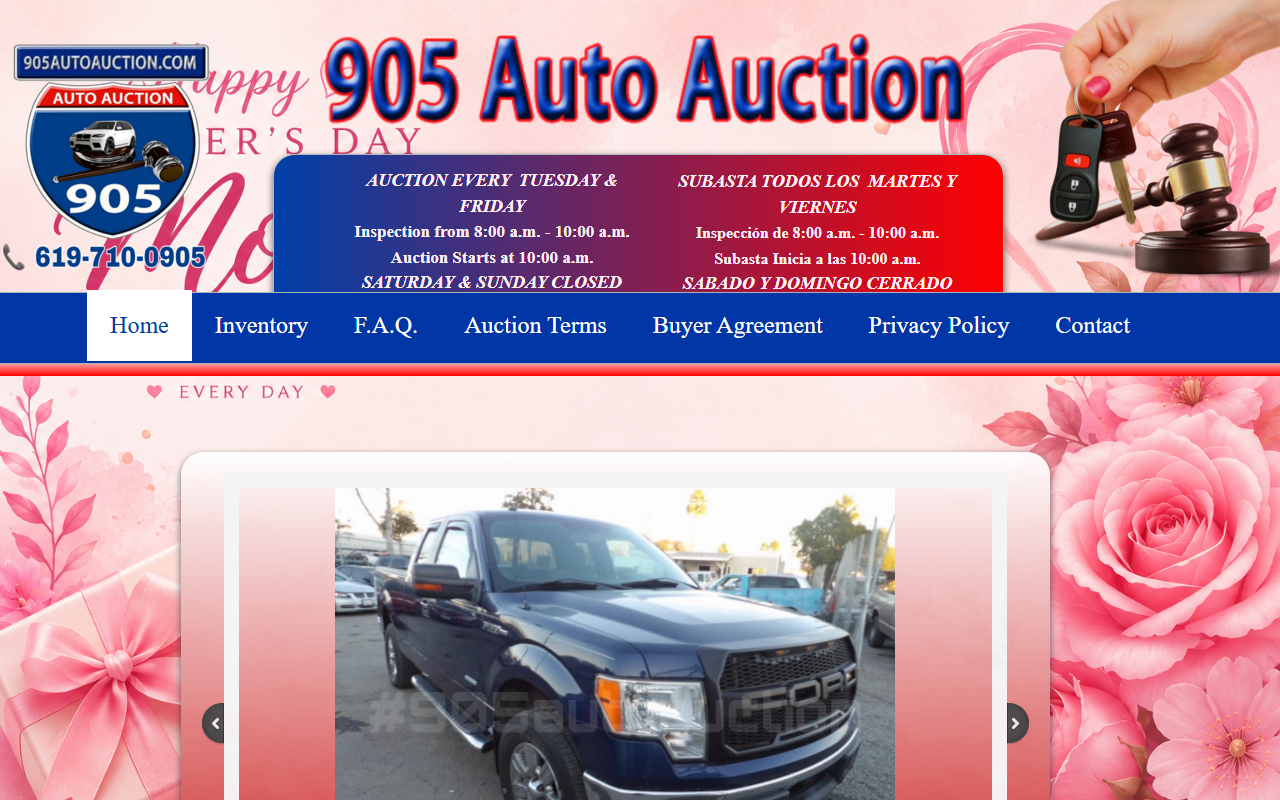 905autoauction.com screenshot
