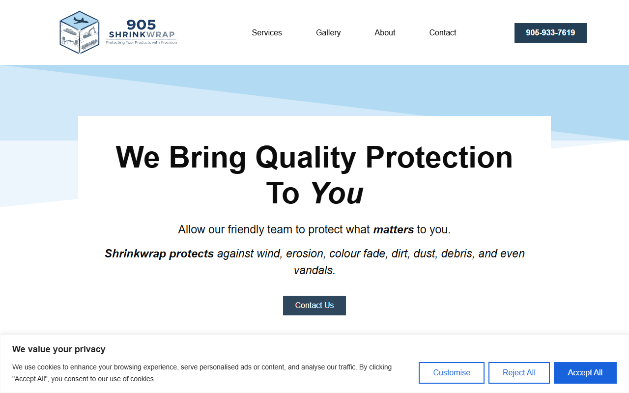 905shrinkwrap.com screenshot