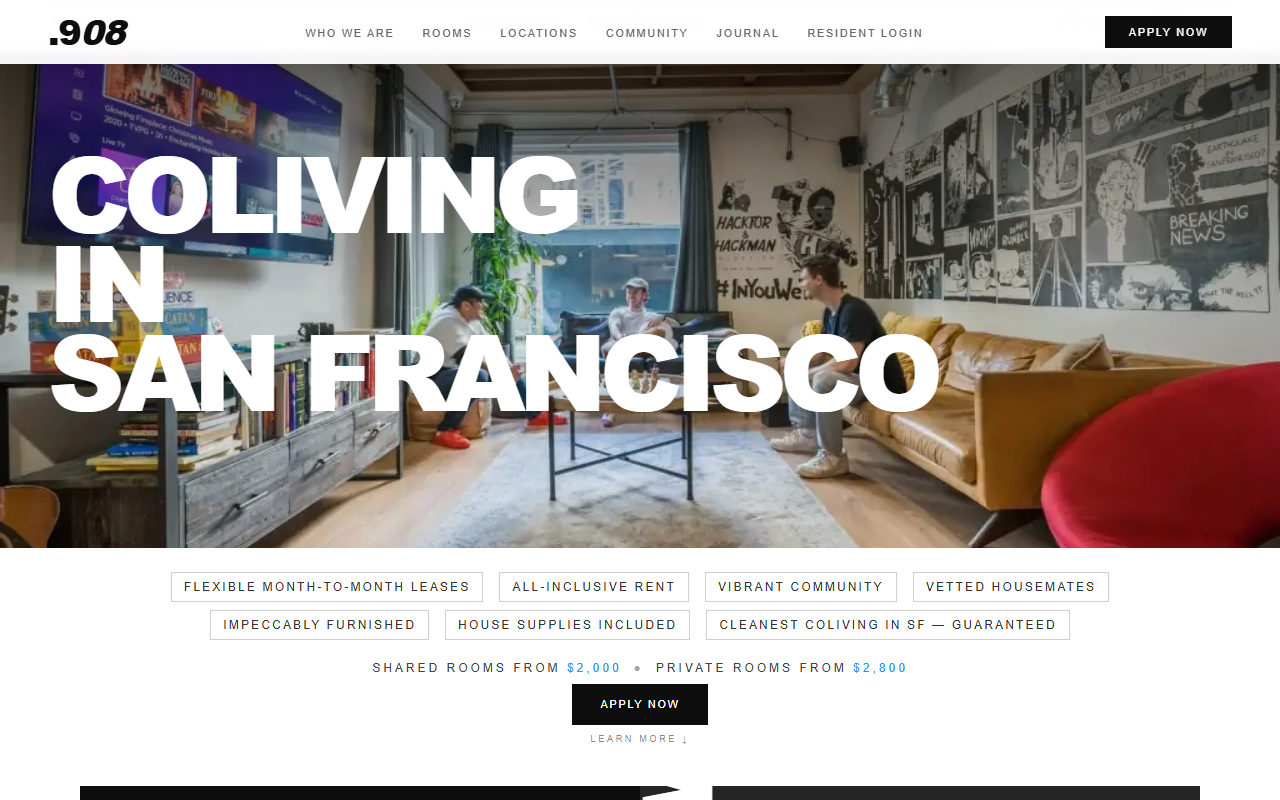 908coliving.com screenshot