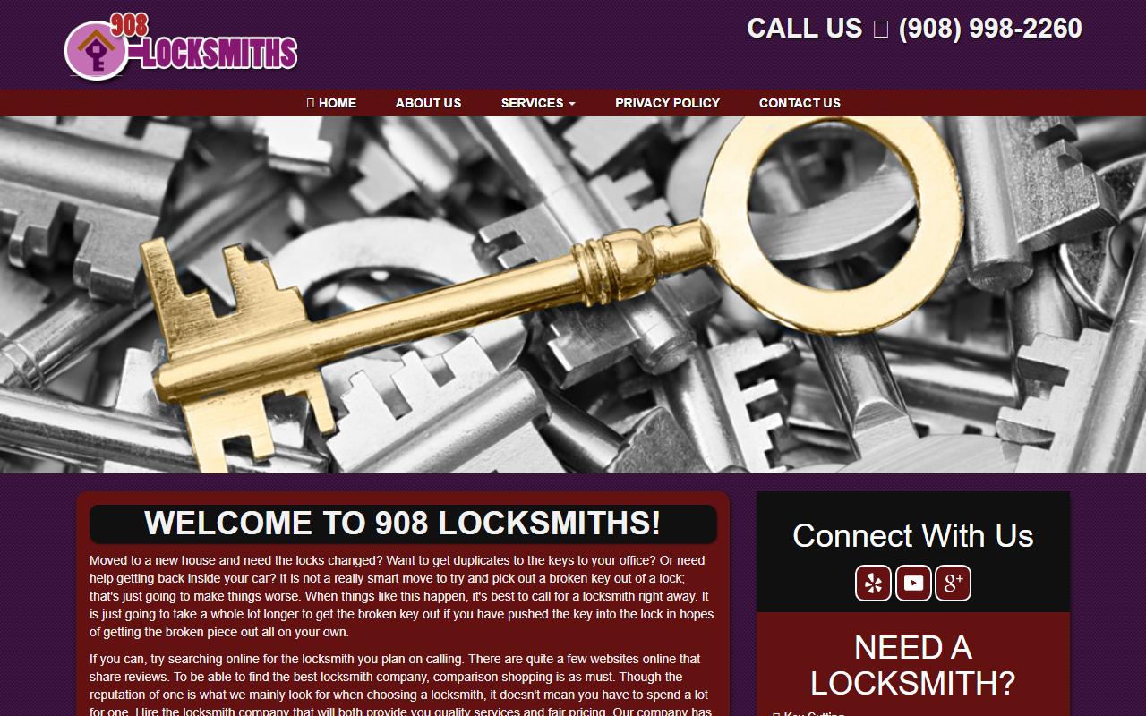 908locksmiths.com screenshot