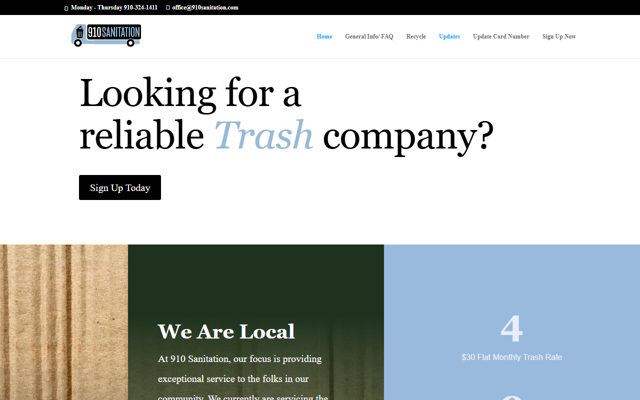 910sanitation.com screenshot