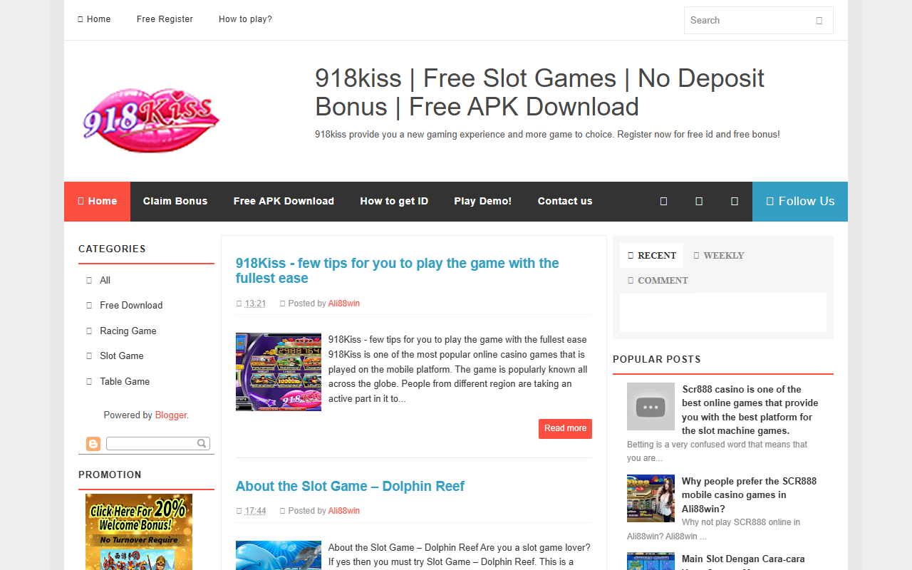 918kissfreeslot.com screenshot