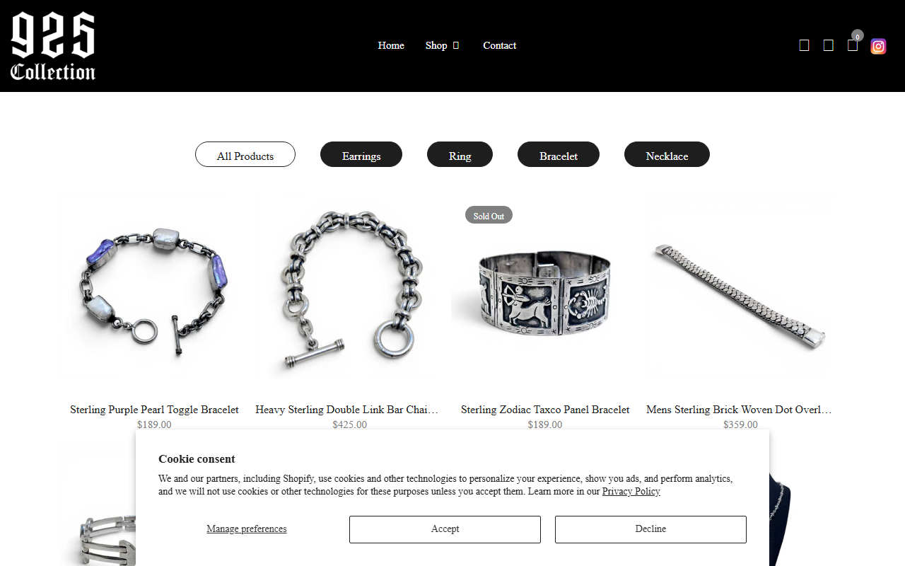 925collection.com screenshot