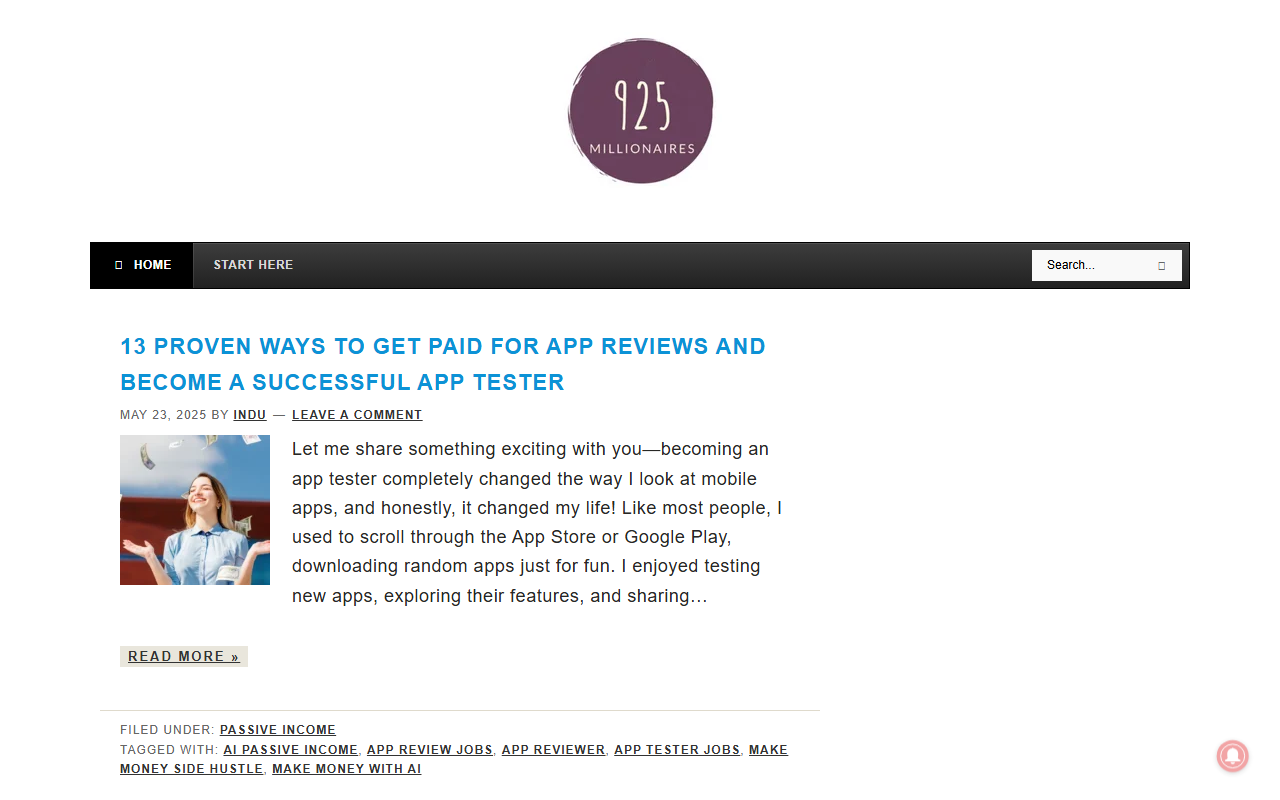 925millionaires.com screenshot