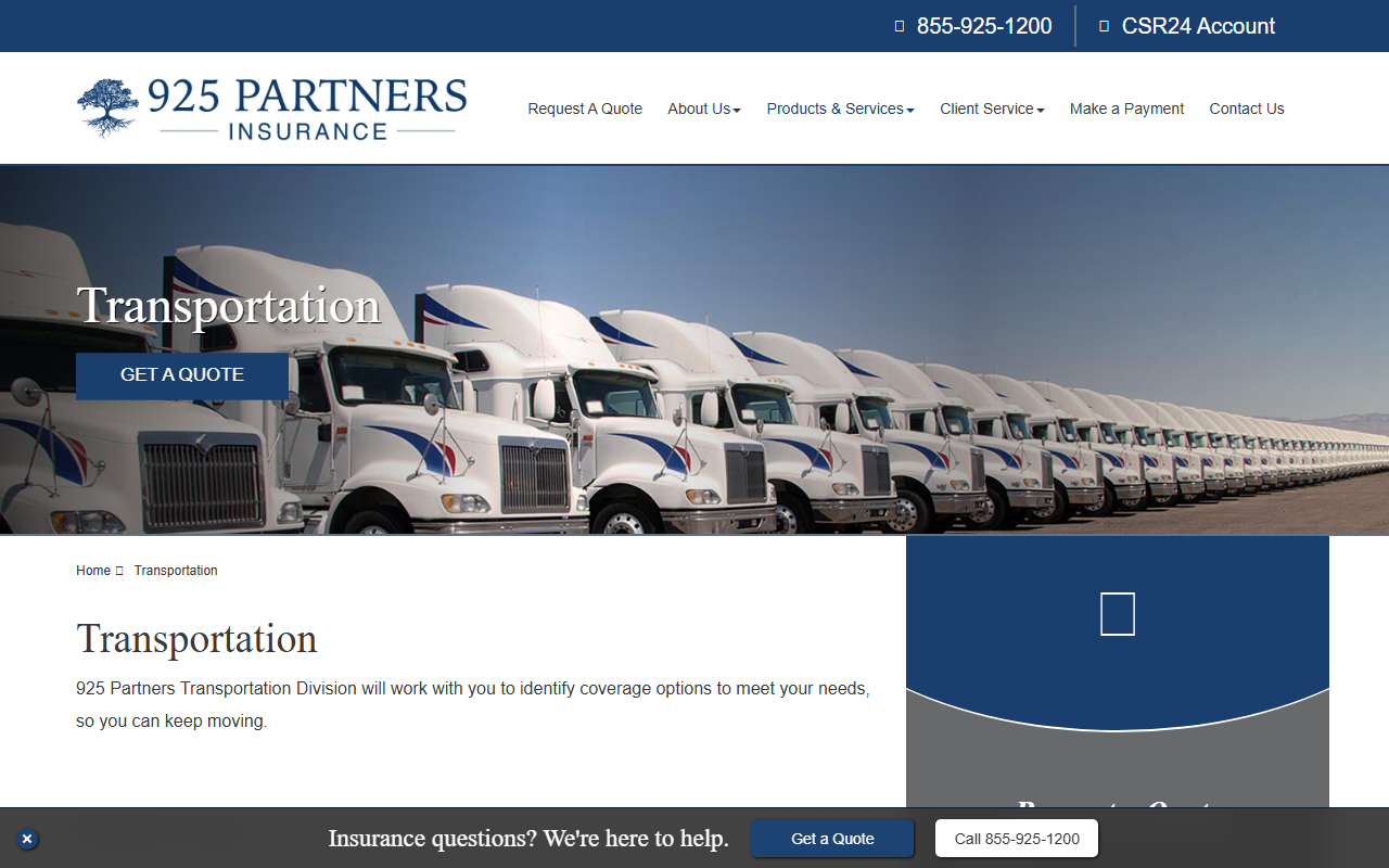 925trucking.com screenshot