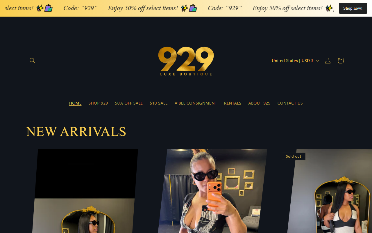929luxeboutique.com screenshot