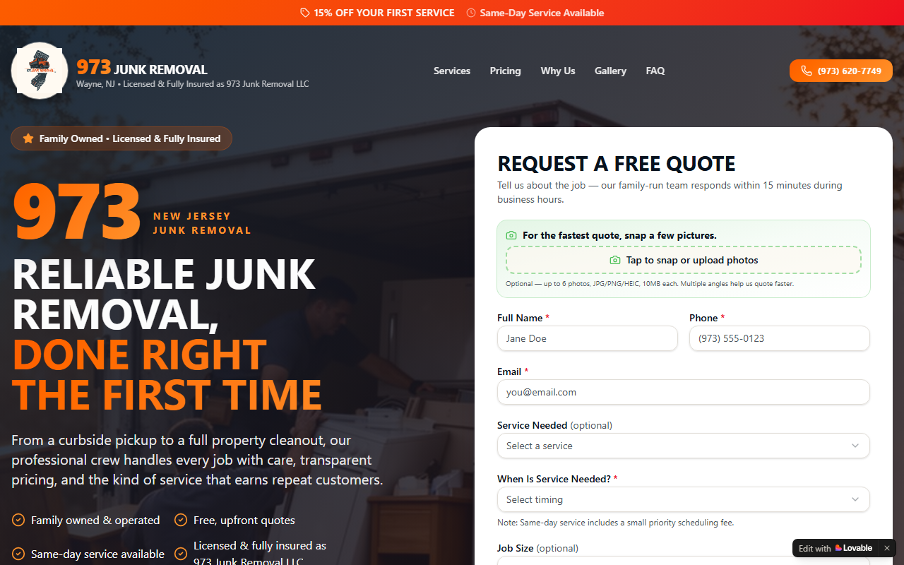 973junkremoval.com screenshot